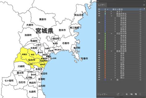 東北＋新潟 市区町村別 白地図データ（eps） 地図素材をダウンロードにて販売するお店｜今八商店