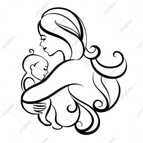 Mother Holding Baby Silhouette Vector PNG, Beautiful Mother Silhouette ...