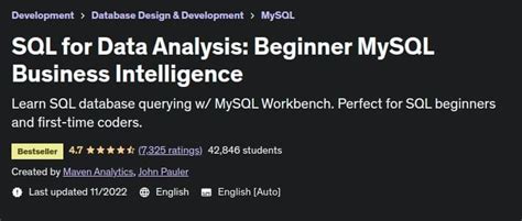 Udemy Sql For Data Analysis Beginner Mysql Business Intelligence