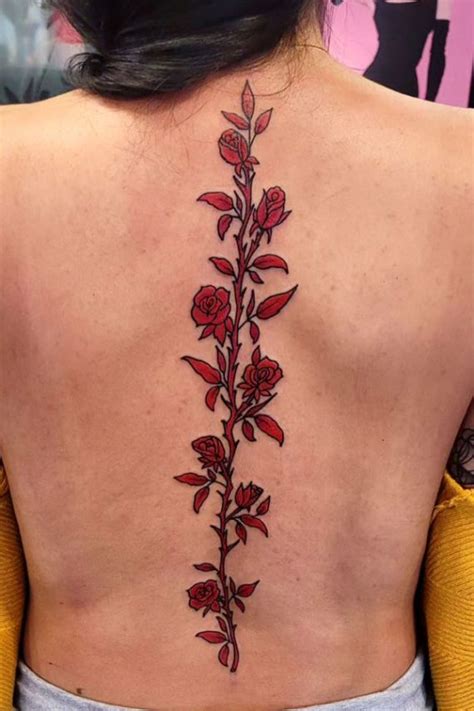 Rose Spine Tattoo For June Birth Flower June Birthday Flower Tattoo