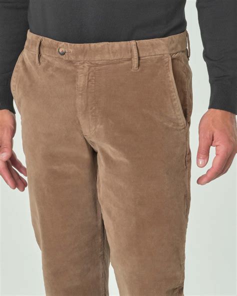 Pantalone Chino Cammello In Velluto Micro Armatura