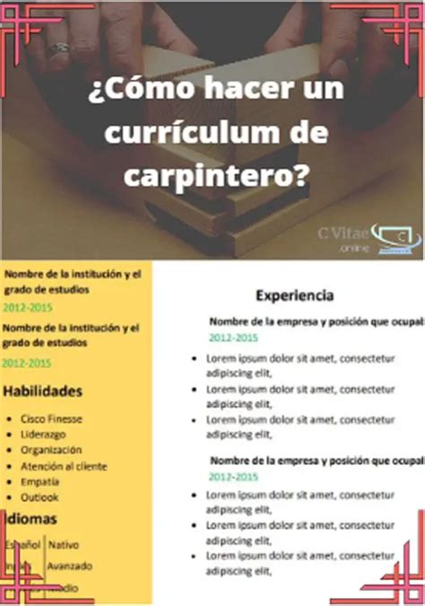 Cómo hacer un CV de carpintero 100 Ejemplos