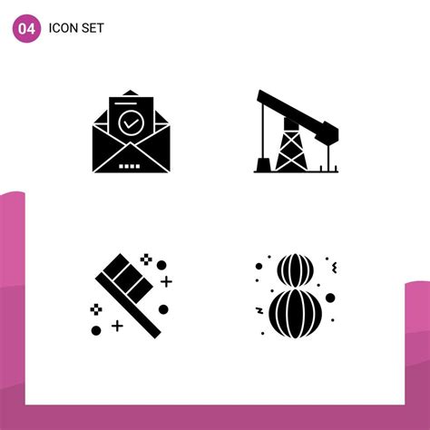 4 Universal Solid Glyphs Set For Web And Mobile Applications Mail Bath