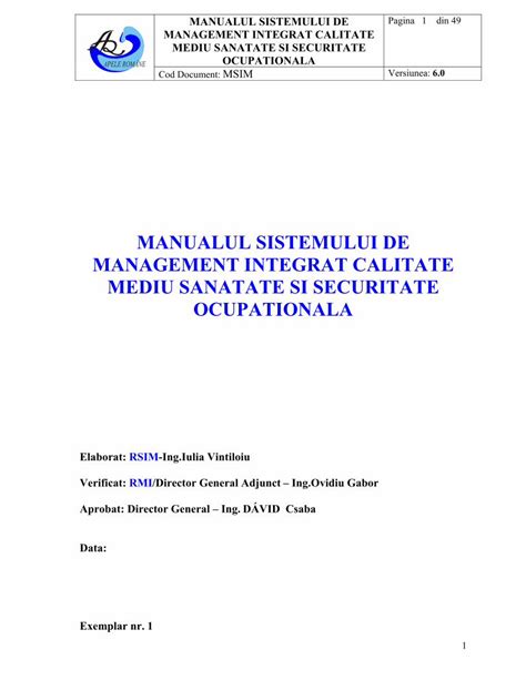 PDF MANUALUL SISTEMULUI DE MANAGEMENT Repository Acasa Politica SIM