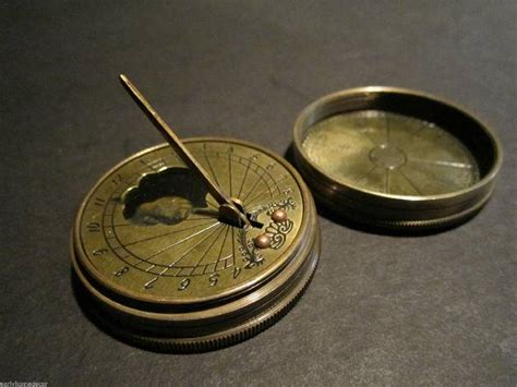 Solid Brass Timekeeping Sundial With Top Pocket Compass