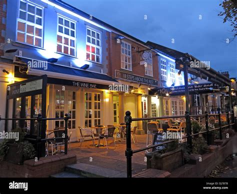 Wine bars Restaurants Stockton Heath Warrington at dusk England UK ...