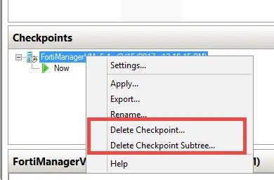 Hyper V Cannot Delete Checkpoint When Delete Option Not Available