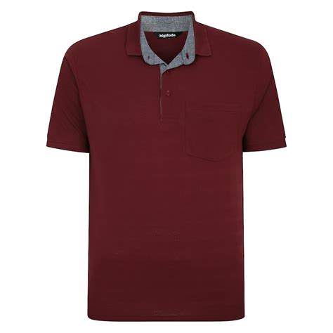 Bigdude Striped Textured Polo Shirt Burgundy Tall Bigdude