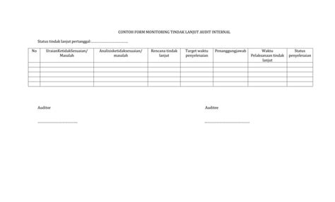 Contoh Laporan Tindak Lanjut Temuan Audit Internal Set Kantor Images