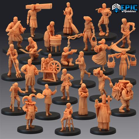 3D Printable Villager Set 2 / Village NPC / Human Character Collection ...