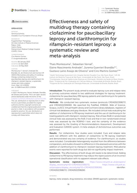 Pdf Effectiveness And Safety Of Multidrug Therapy Containing