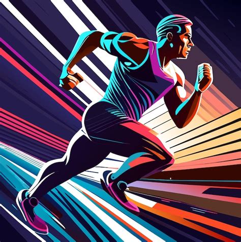 Premium Vector Athlete Motion Running Vector Illustration