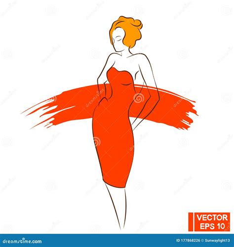 Woman In A Red Dress Stock Vector Illustration Of Clothing 177868226