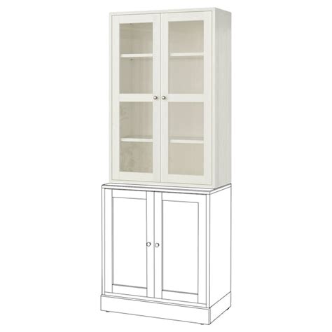 Havsta Glass Door Cabinet White 81x35x123 Cm Ikea Malaysia