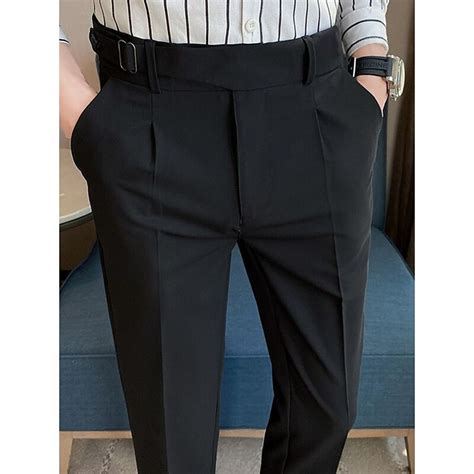 Men S Dress Pants Trousers Pleated Pants Suit Pants Gurkha Pants Pocket