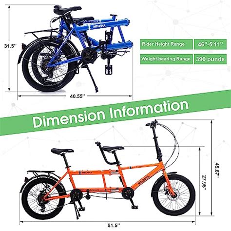 KNUS Tandem Bike 20 Inch Folding City Tandem Bicycle Foldable Tandem