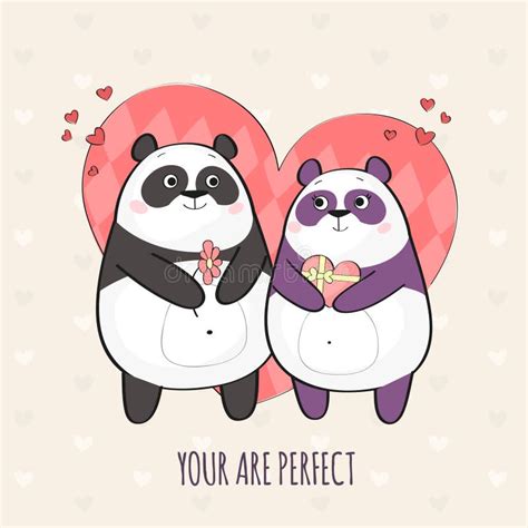 Cute panda couple in love stock vector. Illustration of japanese ...