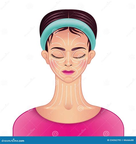 Face Massage Lines Woman Patient And Doctor Cosmetologist Vector