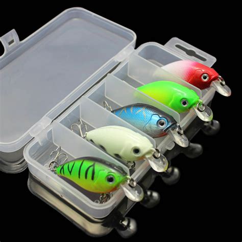 Lot 5pcs Fishing Lures Kinds Of Minnow Fish Bass Tackle Hooks Baits