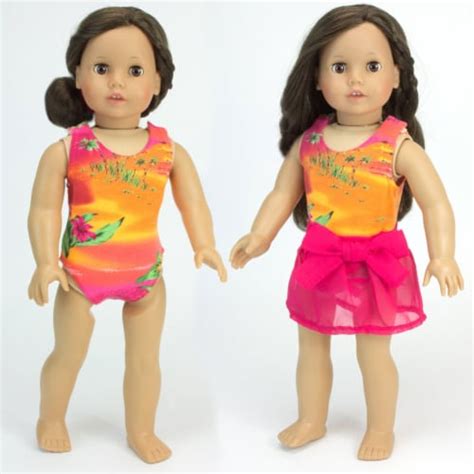 Sophia S 18 Doll Bathing Suit Sarong Orange Hot Pink 1 Kroger