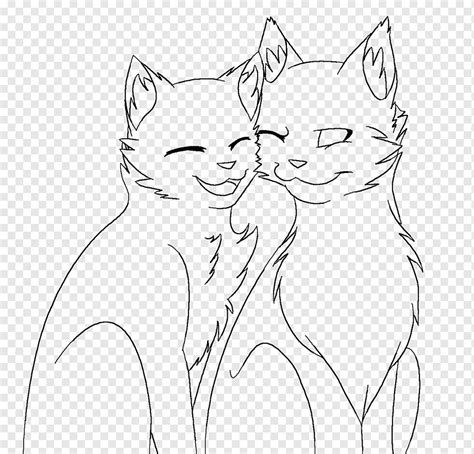 Gato Línea Arte Gatito Dibujo Guerreros Abrazar Pareja Amor ángulo