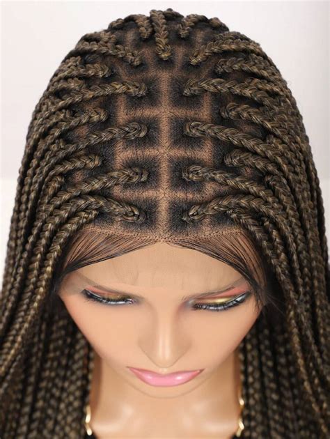 Full Double Lace Front Box Braided Wigs For Women 36 Inches Knotless