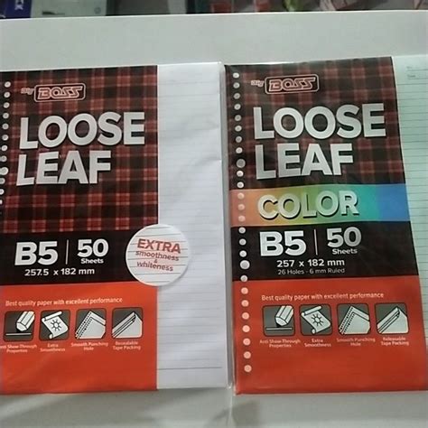 Jual Loose Leaf Kertas Isi Binder B5 Polos Garis Warna Isi 50