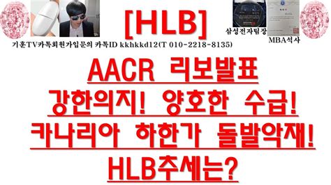 주식투자 Hlbaacr 리보발표강한의지 양호한 수급 카나리아 하한가 돌발악재hlb추세는 Youtube