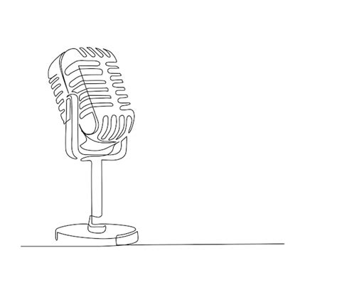 Premium Vector Continuous Line Drawing Of Vintage Microphone