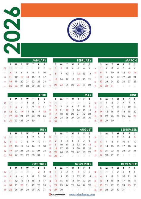 January 2026 Calendar With Indian Holidays - Printable Templates