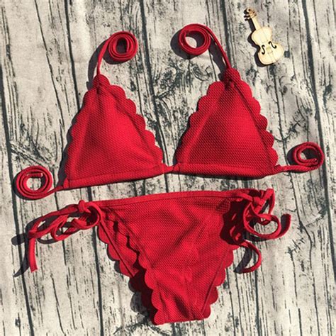 Sexy Vendaje Traje De Ba O S Lido Bikini Conjuntos Rojo Azul Traje