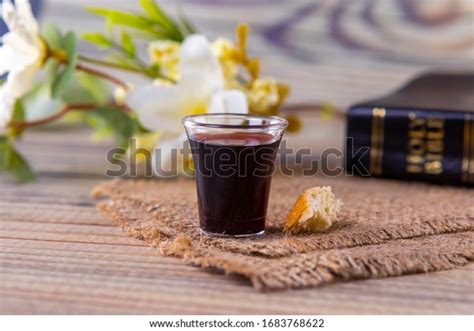 Taking Communion Concept Wine Bread Symbols Stock Photo 1683768622 ...