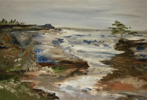 The Shoreline Of Pebble Beach Painting By Edward Wolverton