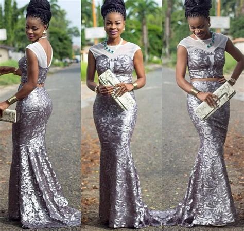 Nigerian Dresses 2017 Two Piece Mermaid Lace Evening Gowns Cap Sleeve