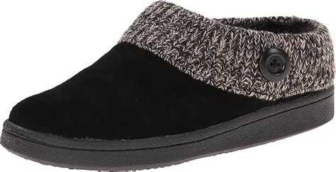 Clarks Womens Slipper Suede Leather Knitted Collar Clog Slippers Plush Faux Fur