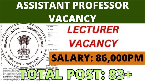 Urgent Chance 83 Permanent Assistant Professor Recruitment 2024