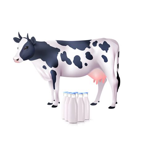 Cow And Milk Bottles 468408 Vector Art at Vecteezy