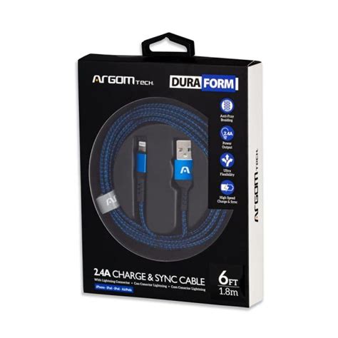 CABLE ARGOM LIGHTNING A USB 2 0 TRENZADO 1 8m AZUL Computron