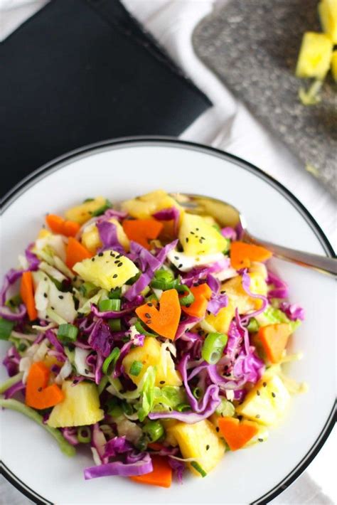 Hawaiian Coleslaw With Pineapple Cabbage Carrots Sesame Seeds And A Ginger Soy Lime