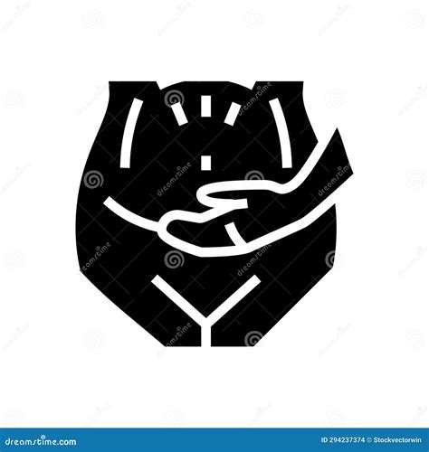 Swollen Abdomen Disease Symptom Glyph Icon Vector Illustration Stock