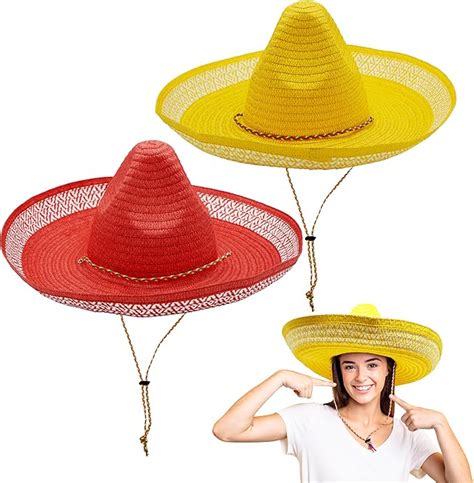 4es Novelty 2 Pack Sombrero Hats Adult Red And Yellow