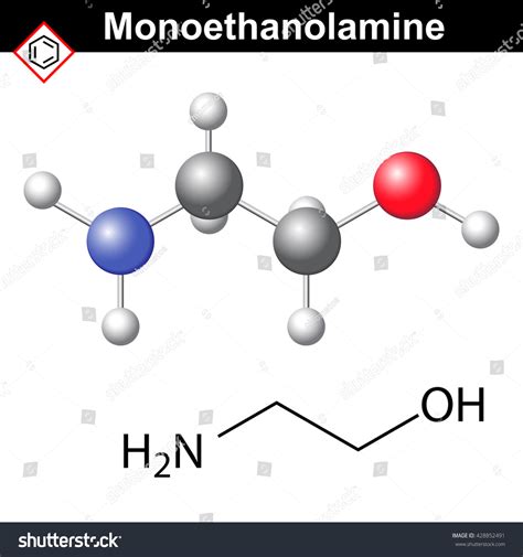 Ethanolamine Molecular Structure 2d 3d Raster Stock Illustration ...