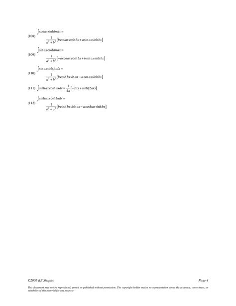 Integral table | PDF