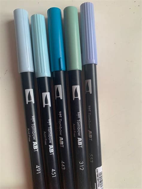 tombow brush pen calligraphy lettering coloring shades of blue green violet, Hobbies & Toys ...