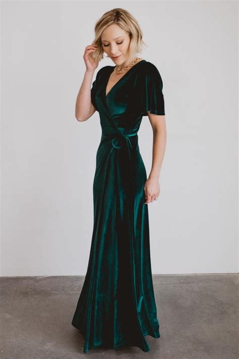 Meghan Emerald Velvet Wrap Maxi Baltic Born Velvet Bridesmaid