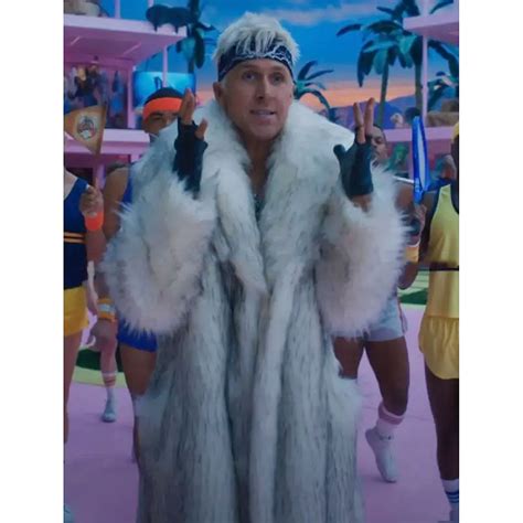 White Barbie Ryan Gosling Ken Fur Coat - Jacket Makers