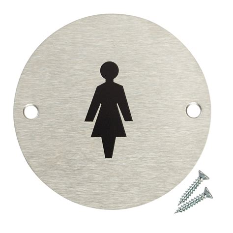 Buy Fire Door Guru® Female Toilet Door Sign 76mm Disc Stainless