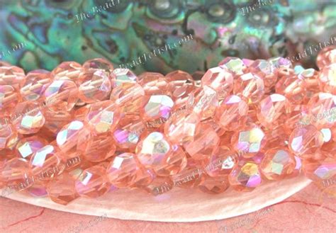 2 Strands 50 6mm Czech Glass Fire Polished Beads Rosaline Etsy