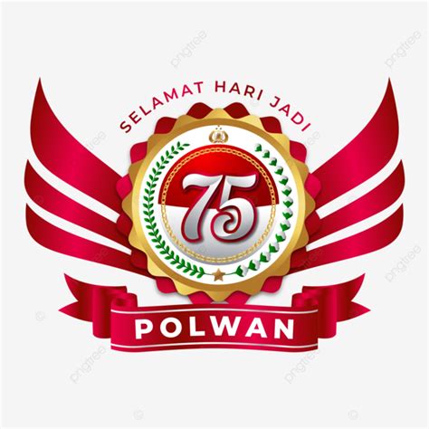 Logo Hut Ke 75 Polwan Tahun 2023 Dengan Desain Warna Merah Dan Emas