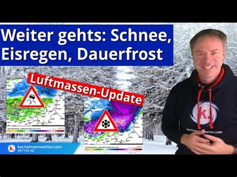 Winterwetter mit Luftmassengrenze kräftigen Schneefällen Eisregen und